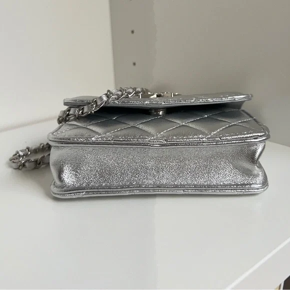 CHANEL Silver Mini Quilted Belt Bag - Picture 6 of 9